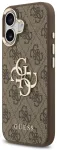 Guess PU Leather 4G Metal Logo Gold Frame Case Aizsargapvalks priek&scaron; iPhone 17 / brūns