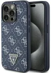 Guess GUHCP15LPG4GPB iPhone 15 Pro 6.1" mėlynas|blue standus dėklas 4G Triangle Metal Logo