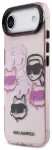 Karl Lagerfeld IML Multi Karl and Choupette Heads Case Aizsargapvalks priek&scaron; iPhone Air / rozā