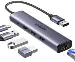 UGREEN 60554 Klēpjdatora dokstacija / portu replikators USB 3.2 Gen 1 (3.1 Gen 1) Type-C vadu / pelēks