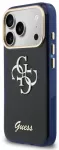 Guess IML 4G Script Metal Logo telefono dėklas iPhone 17 Pro mėlynas
