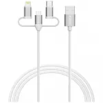Verbatim Essentials 3-in-1 duomenų perdavimo ir įkrovimo laidas | USB-A į USB-C, Lightning, Micro USB | 18W | 1m | baltas