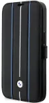 BMW BMBKP14L22RVSK dėklas iPhone 14 Pro 6,1" juodas bookcase Leather Stamp Blue Lines