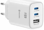 Swissten Edge Tīkla Lādētājs 2x USB-C PD 65W + USB-A QC 18W Balts