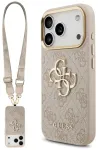 Guess 4G Big 4G Classic Logo Big Strap Metal Buttons Case Aizsargapvalks priek&scaron; iPhone 17 Pro / rozā