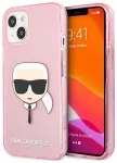 Karl Lagerfeld KLHCP13SKHTUGLP Glitter Karl`s Head Aizsargapvalks priek&scaron; iPhone 13 mini 5,4" / rozā