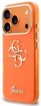 Guess IML 4G Script Metal Logo telefono dėklas iPhone 17 Pro oranžinis