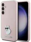Karl Lagerfeld KLHCS23FESMHCNPP S23 FES711 Silicone Choupette Metal Pin Aizsargapvalks priek&scaron; Samsung Galaxy S23 FE / rozā