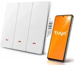 Qoltec Smart 3-Gang Light Switch | Wi-Fi | Timer| Tuya | Smart life | White