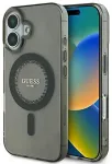 Guess GUHMP16MPFTDTEK iPhone 16 Plus 6.7" juodas|black kietas dėklas IML Rhinestones MagSafe