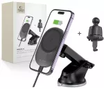 Tech-Protect MM15W-V1 magnetinis automobilinis telefono laikiklis ant oro grotelių ir stiklo su 15W belaidžiu įkrovimu suderinamas su MagSafe juodas