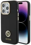 Guess GUHCP15XM4DGPK Silicone Logo Strass 4G Aizsargapvalks priek&scaron; iPhone 15 Pro Max 6.7" / melns
