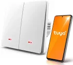Qoltec Smart 2-Gang Light Switch | Wi-Fi | Timer | Tuya | Smart life | White