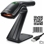 Qoltec Barcode Scanner 1D 2D + Scanner Stand  | QR | EAN | USB