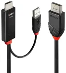Kabelis Lindy DisplayPort - HDMI + USB-A 3m Black (41500)