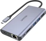 HUB USB-C 2x USB 3.1, HDMI 2.0, DP 1.4, RJ45, SD, PD 100W; D1056A