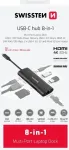 Swissten 8in1 USB-C Hubs Alumīja Centrmezgls USB-C 100W / HDMI 4K / LAN RJ45 / 2x USB-A / USB-C / SD / MICRO SD