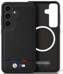 BMW Leather Tricolor Stripe with MagSafe Aizmugurējais Apvalks priek&scaron; Samsung Galaxy S25