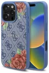 Guess GUHMP16LP4ROPEMCB Hardcase 4G Flowers Print MagSafe Aizsargapvalks priek&scaron; iPhone 16 Pro 6.3" / zils