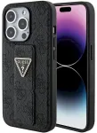 Guess GUHCP15XPGS4TDK Grip Stand 4G Triangle Strass Aizsargapvalks priek&scaron; iPhone 15 Pro Max 6.7" / melns