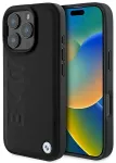 BMW BMHCP16LSLLBK Leather Hot Stamp Hardcase Aizsargapvalks priek&scaron; iPhone 16 Pro 6.3" / melns