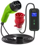 Qoltec Mobile EV charger with adjustable 2in1 Type2 | 11kW | CEE 32A | LCD | 3 phase | Portable | Wallbox | 5m