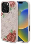 Guess GUHMP16LP4ROPEMCP Hardcase 4G Flowers Print MagSafe Aizsargapvalks priek&scaron; iPhone 16 Pro 6.3" / rozā
