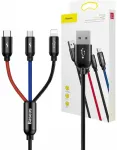 Baseus Kabelis trijose pagrindinėse spalvose Light/Type-C/Micro Nailoninis pynimas 3.5A 1.2m Black (CAMLT-BSY01)