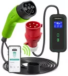 Qoltec Mobile EV charger with adjustable 2in1 Type2 | 11kW | CEE 32A | Wi-fi | LCD | 3 phase | Portable | Wallbox | 5m