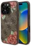 Guess GUHMP16LP4ROPEMCW Hardcase 4G Flowers Print MagSafe Aizsargapvalks priek&scaron; iPhone 16 Pro 6.3" / brūns