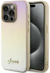 Guess GUHCP15XPSAIRSD Saffiano Iridescent Script Aizsargapvalks priek&scaron; iPhone 15 Pro Max 6.7" / zelta
