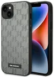 Karl Lagerfeld KLHCP14MSAKLHPG Saffiano Mono Metal Aizsargapvalks priek&scaron; iPhone 14 Plus / 15 Plus 6.7" / pelēks