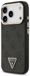 Guess PU Leather 4G Strass Triangle Logo Gold Frame MagSafe Aizsargapvalks priek&scaron; iPhone 18 Pro / melns