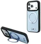 BMW Kevlar Ring Stand 360 MagSafe Case Aizsargapvalks priek&scaron; iPhone 18 Pro / 17 Pro / zils