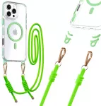 Tel Protect Strap Clear telefono dėklas iPhone 15 Pro žalias