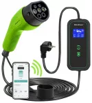 Qoltec Mobile EV charger with adjustable 2in1 Type2 | 3.5kW | 230V | SCHUKO 16A | Wi-fi | LCD | Portable | Wallbox | 5m