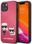 Karl Lagerfeld KLHCP13SPCUSKCP Ikonik Karl & Choupette Aizsargapvalks priek&scaron; iPhone 13 mini 5,4" / fuksija