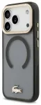 Lacoste IML Shockproof Petit Pique Gold Logo MagSafe Case Aizsargapvalks priek&scaron; iPhone 18 Pro / melns