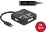 Adapteris AV Delock Delock - Didelės spartos - Vaizdo adapteris - Single Link - USB-C vyras į DB-15, DVI-I, HDMI, DisplayPort moteris - 10 cm - Black - 4K60Hz (3840 x 2160) palaikymas (DP), 1080p pala