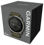I&scaron;manusis laikrodis Garmin Enduro 4 su tamsiai alyvuogių spalvos ComfortFit audinio dirželiu
