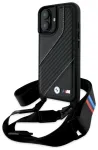 BMW BMHCP16S23PSCCK Aizsargapvalks priek&scaron; iPhone 16 6.1" M Edition Carbon Stripe & Strap / melns