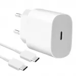 Samsung EP-TA800EWE tinklo įkroviklis | 25W | USB-C | komplekte su USB-C į USB-C laidu | baltas