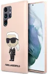 Karl Lagerfeld KLHCS23LSNIKBCP Sam S23 Ultra S918 Hardcase Silicone Ikonik Aizsargapvalks priek&scaron; Samsung Galaxy S23 Ultra / rozā