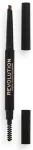Makeup Revolution, Duo Brow Definer Pencil, Antakių kreminis pie&scaron;tukas ir &scaron;epetėlis 2-viename, Light Brown, 0.25 g