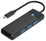 Orico PAPW3AT-C3 &scaron;akotuvas USB-C į 3x USB 3.0 | SD | microSD (TF) | juodas