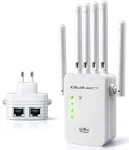 Qoltec WiFi Signal Booster | Repeater | Access Point | AX300 | 6 antennas | 2x RJ45