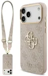 Case Guess 4G Big 4G Classic Logo Big Strap Metal Buttons for iPhone 18 Pro Max / 17 Pro Max pink