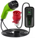 Qoltec Mobile EV charger with adjustable 2in1 Type2 | 11kW | 400V | CEE 32A | LCD | 3 phase | Portable | Wallbox | 5m