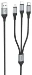 Hoco X102 3-in-1 duomenų perdavimo ir įkrovimo laidas | USB-A į Lightning, Micro USB, USB-C | 12W | 1m | juodas