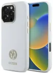 Guess GUHCP16LM4DGPH Silicone Logo Strass 4G Aizsargapvalks priek&scaron; iPhone 16 Pro 6.3" / balts